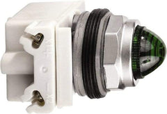 Schneider Electric - 120 V Green Lens LED Pilot Light - Round Lens, Screw Clamp Connector - Exact Industrial Supply