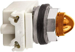 Schneider Electric - 120 V Amber Lens Incandescent Pilot Light - Round Lens, Screw Clamp Connector - Exact Industrial Supply