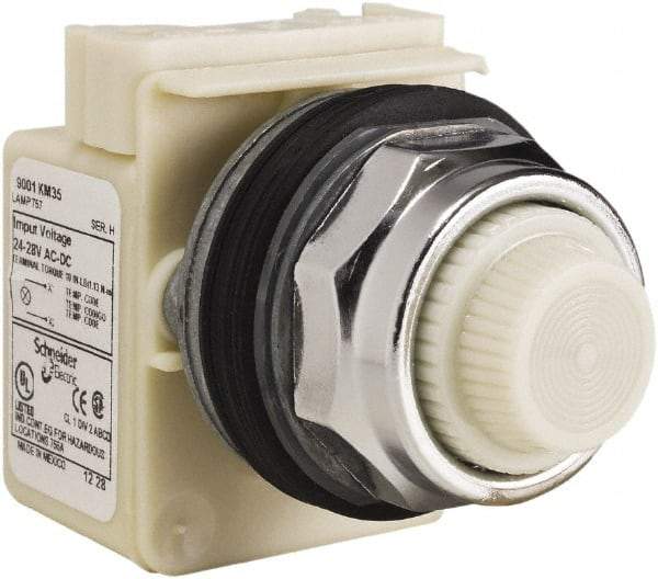 Schneider Electric - 28 V White Lens Indicating Light - Screw Clamp Connector - Exact Industrial Supply