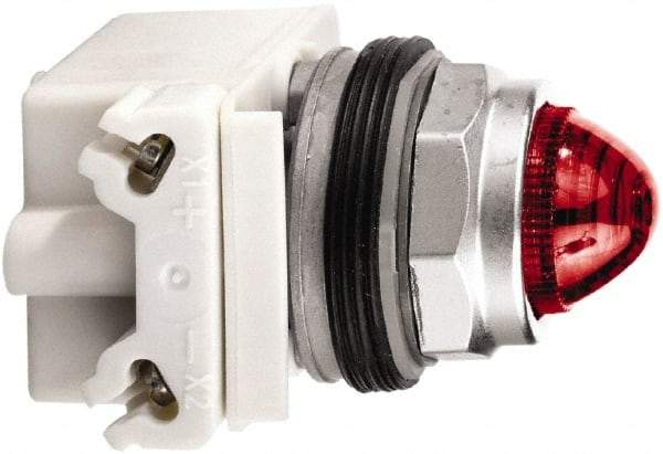 Schneider Electric - 24 V Red Lens LED Pilot Light - Round Lens, Screw Clamp Connector - Exact Industrial Supply