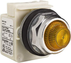 Schneider Electric - 120 VAC Amber Lens Indicating Light - Screw Clamp Connector - Exact Industrial Supply