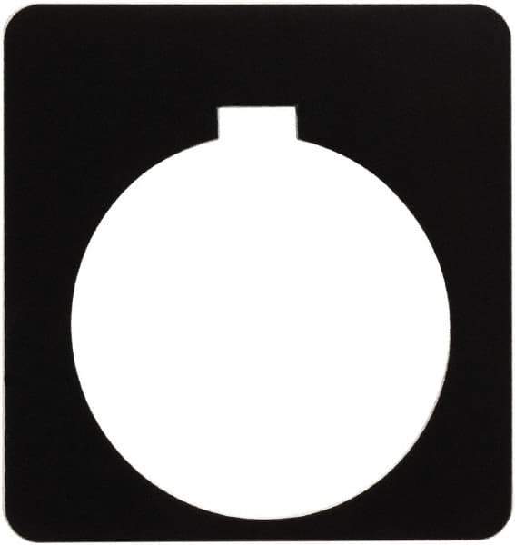 Schneider Electric - Square, Plastic Legend Plate - Blank - Black Background, White Letters, 1.2 Inch Hole Diameter, 1-3/4 Inch Square - Exact Industrial Supply