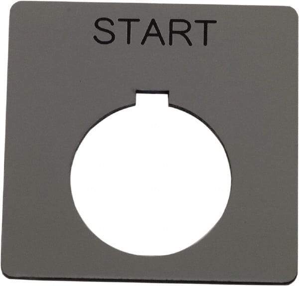 Schneider Electric - Square, Plastic Legend Plate - Start - Silver Background, Black Letters, 1.2 Inch Hole Diameter, 2-1/4 Inch Square - Exact Industrial Supply