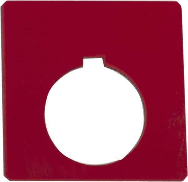 Schneider Electric - Square, Plastic Legend Plate - Blank - Red Background, Black Letters, 1.2 Inch Hole Diameter, 2-1/4 Inch Square - Exact Industrial Supply