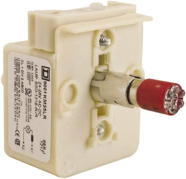 Schneider Electric - 24-28 VAC, 24-28 VDC Red Lens LED Light Module - Exact Industrial Supply