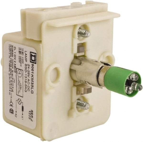 Schneider Electric - 24-28 VAC, 24-28 VDC Green Lens LED Light Module - Exact Industrial Supply