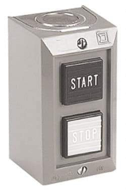 Schneider Electric - 2 Operator, Projecting Pushbutton Control Station - Start, Stop (Legend), Maintained Switch, 2NO Contact, NEMA 1 - Exact Industrial Supply