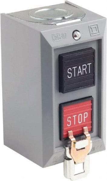 Schneider Electric - 2 Operator, Projecting Pushbutton Control Station - Start, Stop (Legend), Momentary Switch, NO/NC Contact, NEMA 1 - Exact Industrial Supply