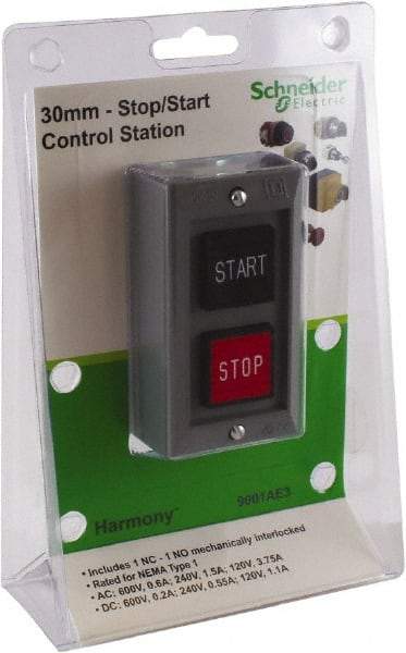 Schneider Electric - 30mm Mount Hole, Extended Straight, Pushbutton Switch - Exact Industrial Supply