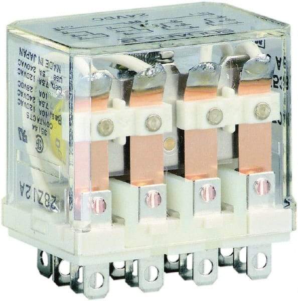 Square D - Electromechanical Plug-in General Purpose Relay - 10 Amp at 250 VAC, 4PDT, 24 VDC - Exact Industrial Supply