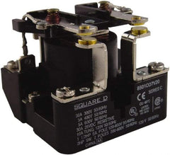 Square D - 1-1/2 hp, 10 VA Power Rating, Electromechanical Screw Clamp General Purpose Relay - 40 at 277 VAC & 5 at 600 V, DPST, 208 VAC at 60 Hz, 63.6mm Wide x 49.6mm High x 63.2mm Deep - Exact Industrial Supply