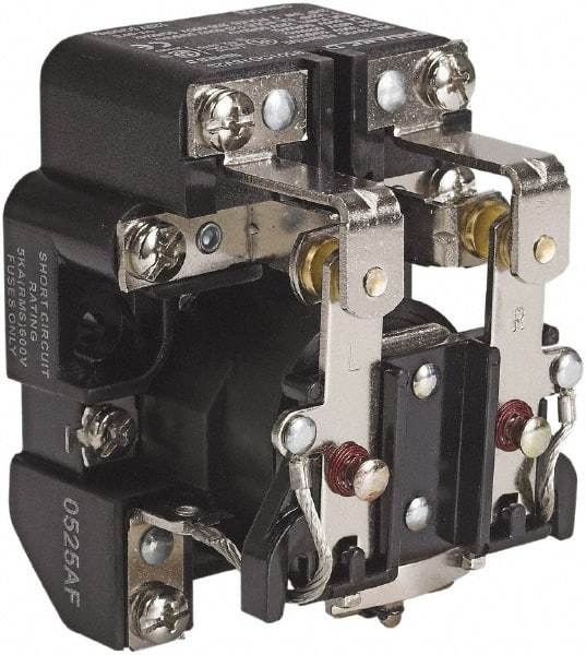 Square D - 1-1/2 hp, 10 VA Power Rating, Electromechanical Screw Clamp General Purpose Relay - 40 at 277 VAC & 5 at 600 V, DPDT, 240 VAC at 50/60 Hz, 63.6mm Wide x 58.8mm High x 79.4mm Deep - Exact Industrial Supply