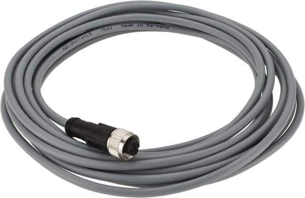 Telemecanique Sensors - 3 Amp, M12 4 Pin Female Straight Cordset Sensor and Receptacle - 250 VAC, 300 VDC, 5m Cable Length, IP67 Ingress Rating - Exact Industrial Supply