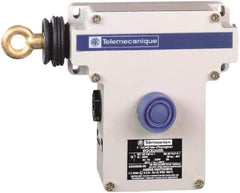 Telemecanique Sensors - 10 Amp, 2NC Configuration, Left Hand Operation, Rope Operated Limit Switch - Pushbutton Reset, Rope Pull, No Pilot Light, 300 VAC - Exact Industrial Supply