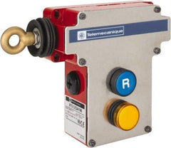 Telemecanique Sensors - 10 Amp, 2NO/2NC Configuration, Left Hand Operation, Rope Operated Limit Switch - Pushbutton Reset, Cable Pull, Pilot Light Indicator, 300 VAC - Exact Industrial Supply
