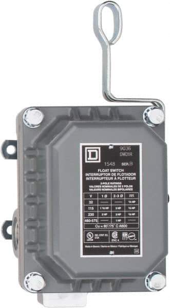 Square D - 4 NEMA Rated, DPST, Float Switch Pressure and Level Switch - 575 VAC, Line-Load-Load-Line Terminal - Exact Industrial Supply