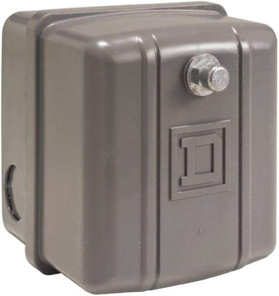 Square D - 1 NEMA Rated, DP, 80 to 100 psi, Electromechanical Pressure and Level Switch - Adjustable Pressure, 230 VAC, 1/4 Inch Connector, Screw Terminal, For Use with Air Compressors, Power Circuits, Water Pumps - Exact Industrial Supply
