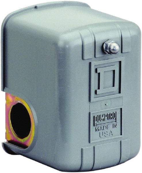 Square D - 1 and 3R NEMA Rated, 5 to 10 psi, Electromechanical Pressure and Level Switch - Adjustable Pressure, 230 VAC, L1-T1, L2-T2 Terminal, For Use with Square D Pumptrol - Exact Industrial Supply