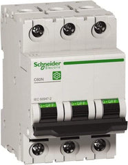 Schneider Electric - 63 Amp, 440 VAC, 3 Pole, DIN Rail Mounted Miniature Circuit Breaker - Magnetic Trip, Multiple Breaking Capacity Ratings, 18-2 AWG, 76mm Deep x 81mm High x 54mm Wide - Exact Industrial Supply