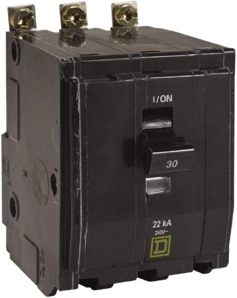 Square D - 30 Amp, 240 VAC, 3 Pole, Bolt On Miniature Circuit Breaker - 14-8 AWG - Exact Industrial Supply