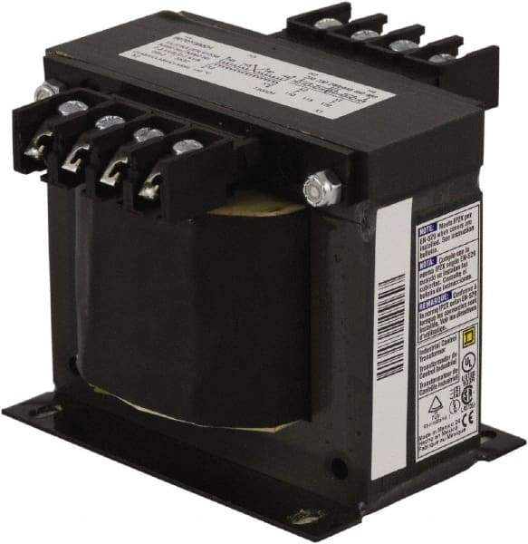 Square D - 300 VA, Top Mount Fuse Block Control Transformer - 50/60 Hz, 4.74 Inch Deep x 3.84 Inch High - Exact Industrial Supply