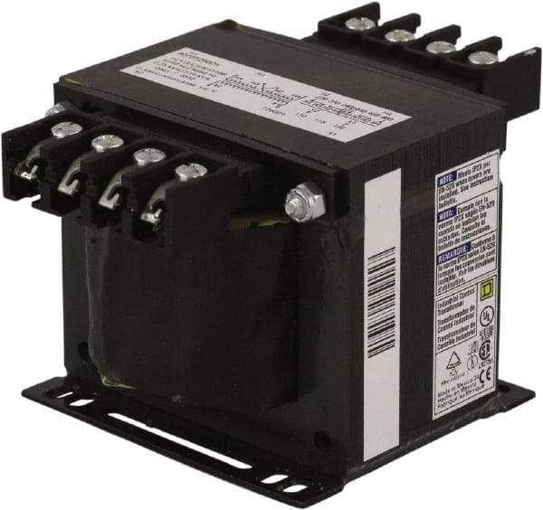 Square D - 250 VA, Top Mount Fuse Block Control Transformer - 50/60 Hz, 5.3 Inch Deep x 3.21 Inch High - Exact Industrial Supply