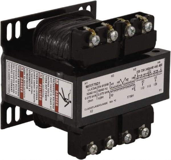 Square D - 1 Phase, 75 VA, Control Transformer - 131°F Temp Rise - Exact Industrial Supply