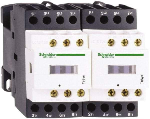 Schneider Electric - 4 Pole, 120 Coil VAC at 50/60 Hz, 25 Amp at 440 VAC, Reversible IEC Contactor - Bureau Veritas, CCC, CSA, CSA C22.2 No. 14, DNV, EN/IEC 60947-4-1, EN/IEC 60947-5-1, GL, GOST, LROS, RINA, RoHS Compliant, UL 508, UL Listed - Exact Industrial Supply