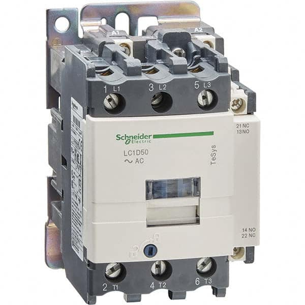 Schneider Electric - 3 Pole, 24 Coil VAC at 50/60 Hz, 50 Amp at 440 VAC and 80 Amp at 440 VAC, Nonreversible IEC Contactor - Exact Industrial Supply