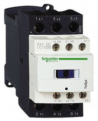 Schneider Electric - 3 Pole, 12 Coil VDC, 32 Amp at 440 VAC and 50 Amp at 440 VAC, Nonreversible IEC Contactor - 1 Phase hp: 2 at 115 VAC, 5 at 230/240 VAC, 3 Phase hp: 10 at 230/240 VAC, 20 at 460/480 VAC, 30 at 575/600 VAC, 7.5 at 200/208 VAC - Exact Industrial Supply