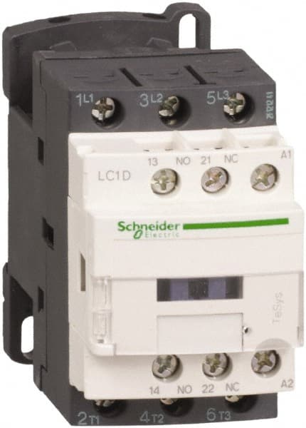 Schneider Electric - 3 Pole, 220 Coil VAC at 50/60 Hz, 25 Amp at 440 VAC and 40 Amp at 440 VAC, Nonreversible IEC Contactor - Exact Industrial Supply