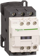 Schneider Electric - 3 Pole, 42 Coil VAC at 50/60 Hz, 25 Amp at 440 VAC and 9 Amp at 440 VAC, Nonreversible IEC Contactor - 1 Phase hp: 0.5 at 115 VAC, 1 at 230/240 VAC, 3 Phase hp: 2 at 200/208 VAC, 2 at 230/240 VAC, 5 at 460/480 VAC, 7.5 at 575/600 VAC - Exact Industrial Supply