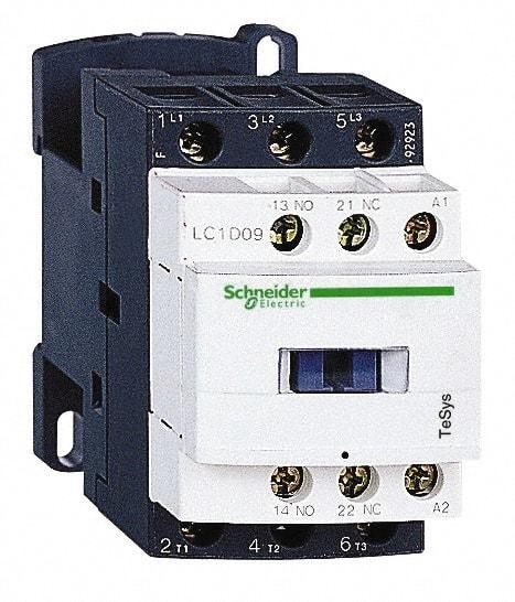 Schneider Electric - 3 Pole, 48 Coil VAC at 50/60 Hz, 25 Amp at 440 VAC and 9 Amp at 440 VAC, Nonreversible IEC Contactor - 1 Phase hp: 0.5 at 115 VAC, 1 at 230/240 VAC, 3 Phase hp: 2 at 200/208 VAC, 2 at 230/240 VAC, 5 at 460/480 VAC, 7.5 at 575/600 VAC - Exact Industrial Supply