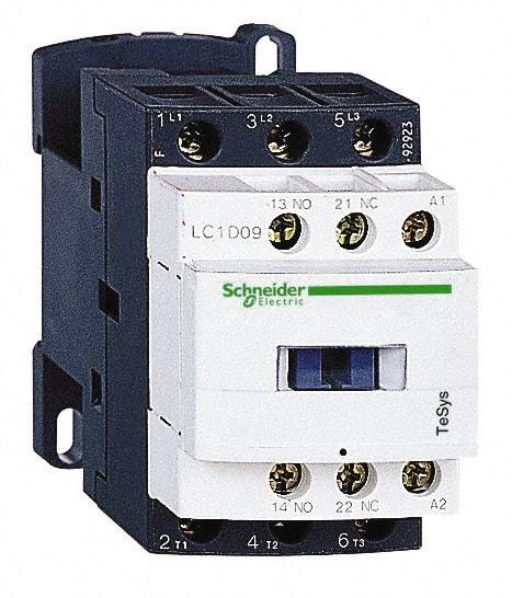 Schneider Electric - 3 Pole, 24 Coil VDC, 25 Amp at 440 VAC and 9 Amp at 440 VAC, Nonreversible IEC Contactor - 1 Phase hp: 0.5 at 115 VAC, 1 at 230/240 VAC, 3 Phase hp: 2 at 200/208 VAC, 2 at 230/240 VAC, 5 at 460/480 VAC, 7.5 at 575/600 VAC - Exact Industrial Supply