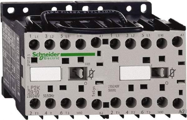 Schneider Electric - 3 Pole, 24 Coil VDC, 16 Amp at 690 VAC, 20 Amp at 440 VAC and 9 Amp at 440 VAC, Reversible IEC Contactor - BS 5424, CSA, IEC 60947, NF C 63-110, RoHS Compliant, UL Listed, VDE 0660 - Exact Industrial Supply