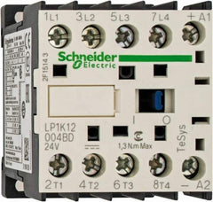 Schneider Electric - 4 Pole, 24 Coil VDC, 16 Amp at 690 VAC and 20 Amp at 440 VAC, Nonreversible IEC Contactor - BS 5424, CSA, IEC 60947, NF C 63-110, RoHS Compliant, UL Listed, VDE 0660 - Exact Industrial Supply