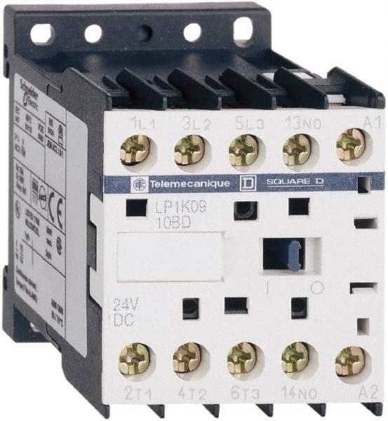 Schneider Electric - 3 Pole, 24 Coil VDC, 16 Amp at 690 VAC, 20 Amp at 440 VAC and 9 Amp at 440 VAC, Nonreversible IEC Contactor - BS 5424, CSA, IEC 60947, NF C 63-110, RoHS Compliant, UL Listed, VDE 0660 - Exact Industrial Supply