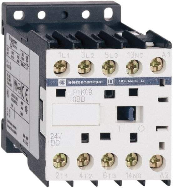 Schneider Electric - 3 Pole, 24 Coil VDC, 12 Amp at 440 VAC, 16 Amp at 690 VAC and 20 Amp at 440 VAC, Nonreversible IEC Contactor - BS 5424, CSA, IEC 60947, NF C 63-110, RoHS Compliant, UL Listed, VDE 0660 - Exact Industrial Supply