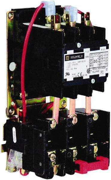 Square D - 2 Pole, 30 Amp Inductive Load, 208 to 240 Coil VAC at 60 Hz and 220 Coil VAC at 50 Hz, Definite Purpose Contactor - Phase 1 Hp:  2 at 115 VAC, 5 at 230 VAC, Open Enclosure - Exact Industrial Supply