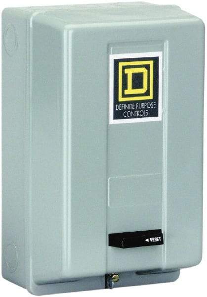 Square D - 3 Pole, 20 Amp Inductive Load, 440 Coil VAC at 50 Hz and 480 Coil VAC at 60 Hz, Definite Purpose Contactor - Phase 1 and Phase 3 Hp:  1.5 at 115 VAC, 3 at 230 VAC, 7.5 at 230 VAC, 7.5 at 460 VAC, 7.5 at 575 VAC, Enclosed Enclosure, NEMA 1 - Exact Industrial Supply