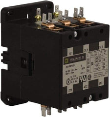 Square D - 3 Pole, 90 Amp Inductive Load, 277 Coil VAC at 60 Hz, Definite Purpose Contactor - Phase 1 and Phase 3 Hp:  20 at 230 VAC, 30 at 230 VAC, 50 at 460 VAC, 50 at 575 VAC, 7.5 at 115 VAC, 120 Amp Resistive Rating, CE, CSA, UL Listed - Exact Industrial Supply