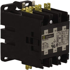 Square D - 3 Pole, 50 Amp Inductive Load, 24 Coil VAC at 50/60 Hz, Definite Purpose Contactor - Phase 1 and Phase 3 Hp:  10 at 230 VAC, 15 at 230 VAC, 3 at 115 VAC, 30 at 460 VAC, 30 at 575 VAC, 65 Amp Resistive Rating, CE, CSA, UL Listed - Exact Industrial Supply