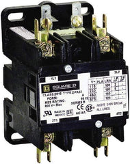 Square D - 2 Pole, 30 Amp Inductive Load, 208 to 240 Coil VAC at 60 Hz and 220 Coil VAC at 50 Hz, Definite Purpose Contactor - Phase 1 Hp:  2 at 115 VAC, 5 at 230 VAC, 40 Amp Resistive Rating, CE, CSA, UL Listed - Exact Industrial Supply