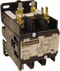 Square D - 2 Pole, 25 Amp Inductive Load, 208 to 240 Coil VAC at 60 Hz and 220 Coil VAC at 50 Hz, Definite Purpose Contactor - Phase 1 Hp:  2 at 115 VAC, 5 at 230 VAC, 35 Amp Resistive Rating, CE, CSA, UL Listed - Exact Industrial Supply