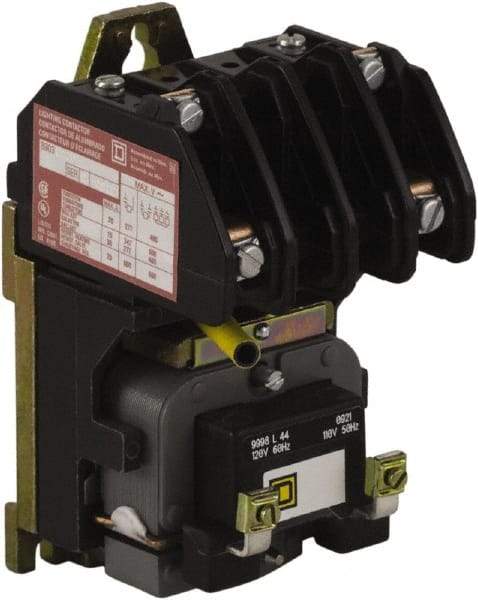 Square D - No Enclosure, 2 Pole, Electrically Held Lighting Contactor - 20 A (Tungsten), 30 A (Fluorescent), 110 VAC at 50 Hz, 120 VAC at 60 Hz, 2NO Contact Configuration - Exact Industrial Supply