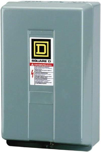 Square D - 1 NEMA Rated, 8 Pole, Electrically Held Lighting Contactor - 20 A (Tungsten), 30 A (Fluorescent), 110 VAC at 50 Hz, 120 VAC at 60 Hz, 8NO Contact Configuration - Exact Industrial Supply