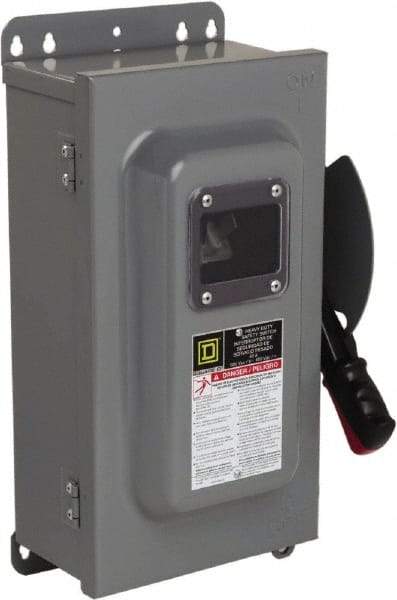 Square D - 60 Amp, 600 VAC/VDC, 3 Pole Nonfused Safety Switch - NEMA 12 & 3R, 30 hp at 600 VAC (Single Phase), 60 hp at 600 VAC, 30 hp at 600 VDC (Triple Phase) - Exact Industrial Supply
