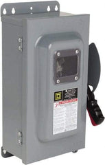 Square D - 60 Amp, 600 VAC, 600 VDC, 3 Pole Fused Safety Switch - NEMA 12 & 3R, 20 hp at 480 VDC (Single Phase), 50 hp at 600 VAC, 30 hp at 600 VDC (Triple Phase) - Exact Industrial Supply
