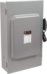 Square D - 200 Amp, 600 VAC/VDC, 3 Pole Fused Safety Switch - NEMA 1, 50 hp at 600 VAC, 50 hp at 600 VDC (Single Phase), 150 hp at 600 VAC, 50 hp at 600 VDC (Triple Phase), 3PST Contact Form - Exact Industrial Supply