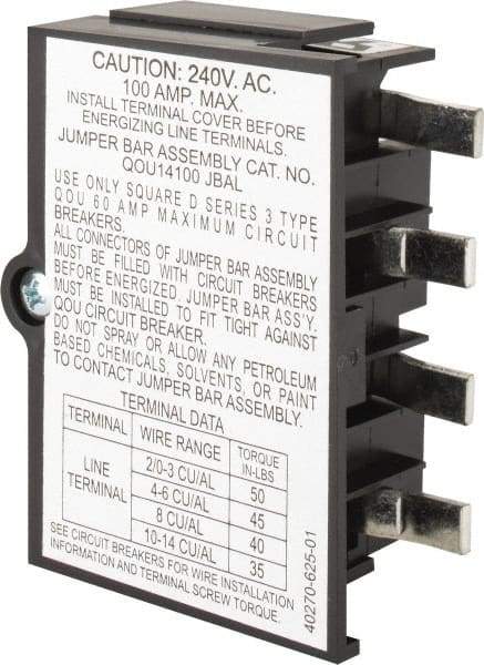 Square D - 100 Amp Circuit Breaker Jumper Bar Assembly - Use with QOU Circuit Breaker - Exact Industrial Supply